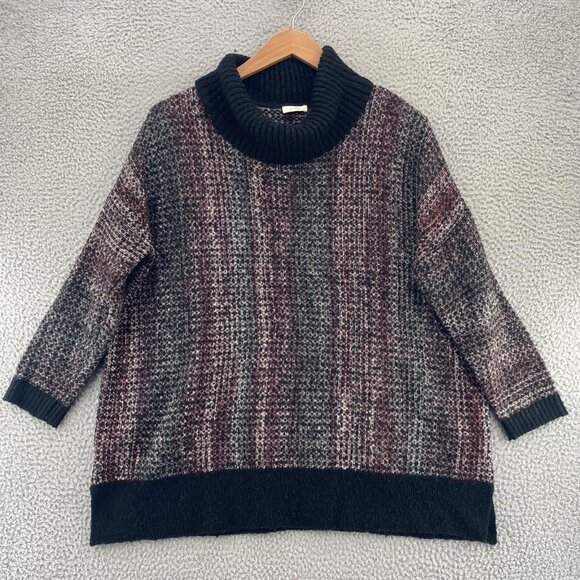 J Jill Sweater Womens 1X Plus Black Marled Pure Jill Cowl Neck Dolman Sleeves - Picture 1 of 10